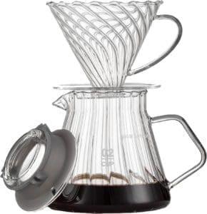 Hario v60 style pour-over coffee extractor